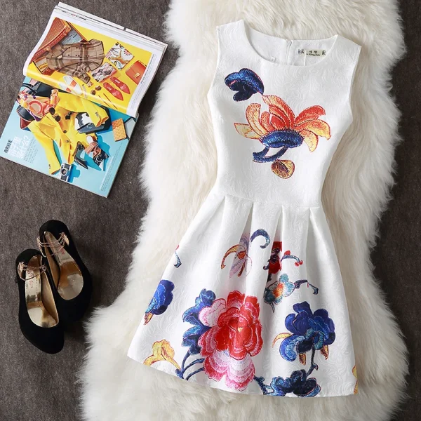 Printed Vintage Sexy Sleeveless Party Mini Dress 2021 Women Autumn Winter Bottoming Vest Mini Dress Elegant Office Ladies Dress - Image 2