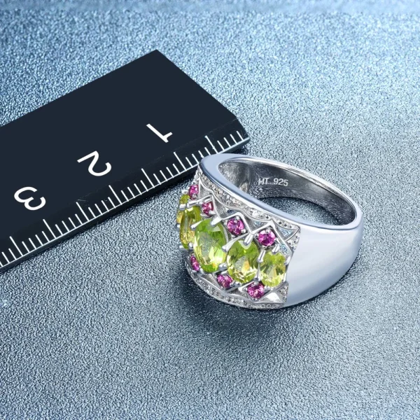 Natural Peridot Women's Ring Solid 925 Sterling Silver 2.76 Carats Genuine Gemstone Bridal Jewelry New Year Christmas Gifts - Image 4