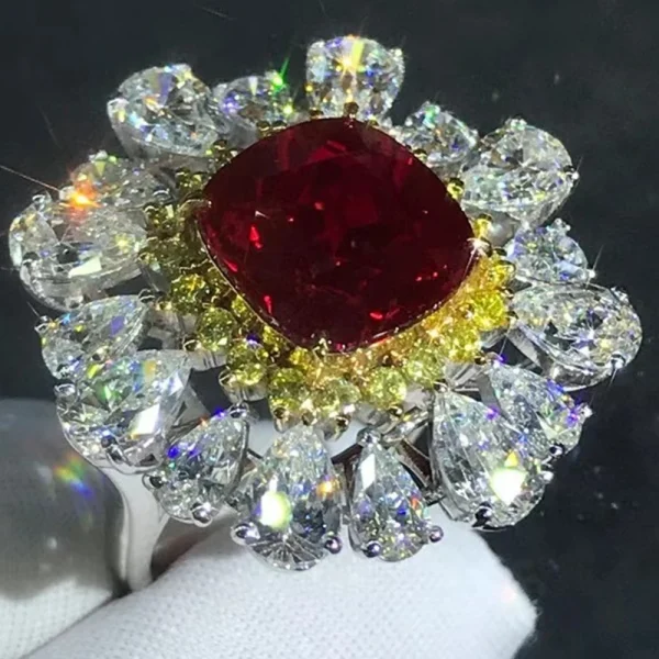 WUIHA Luxury Solid 9K White Gold 3EX 6CT VVS Ruby Gemstone Real Moissanite Diamond Wedding Engagement Ring Fine Jewelry With GRC - Image 15