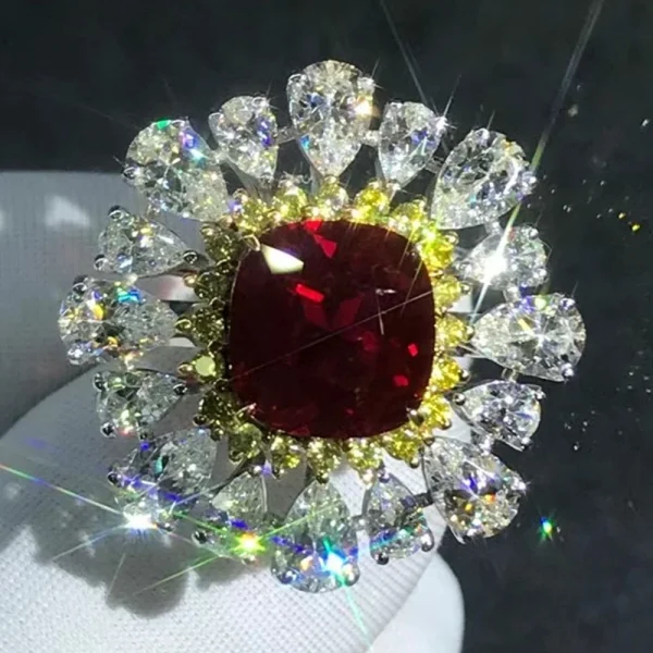 WUIHA Luxury Solid 9K White Gold 3EX 6CT VVS Ruby Gemstone Real Moissanite Diamond Wedding Engagement Ring Fine Jewelry With GRC - Image 14