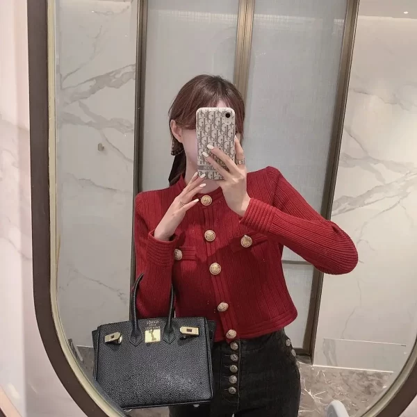 Korobov Elegant OL Long Sleeve O Neck Women Sweaters 2022 New Autumn Winter Button Korean Fashion Cropped Cardigan Suéteres - Image 14