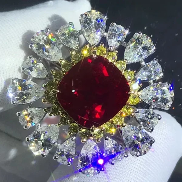 WUIHA Luxury Solid 9K White Gold 3EX 6CT VVS Ruby Gemstone Real Moissanite Diamond Wedding Engagement Ring Fine Jewelry With GRC - Image 5