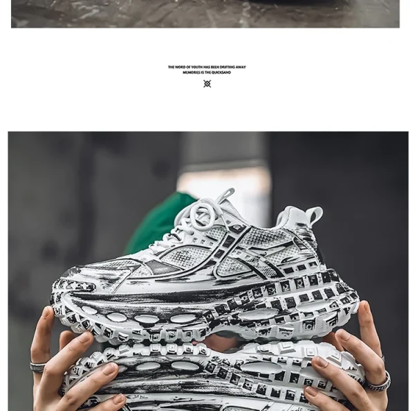 European men's shoes autumn new mesh sports shoes thick soled fashionable height increasing shoes retro breathable casual shoes - Image 9
