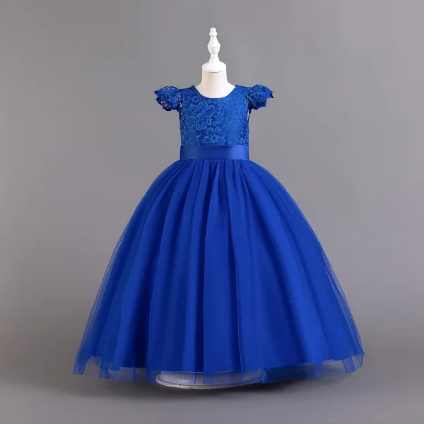 Children's Dress Princess Dress Little Girl Catwalk Piano Girl Lace Dress Flower Children Dress Big Bow Long Dress - Image 7
