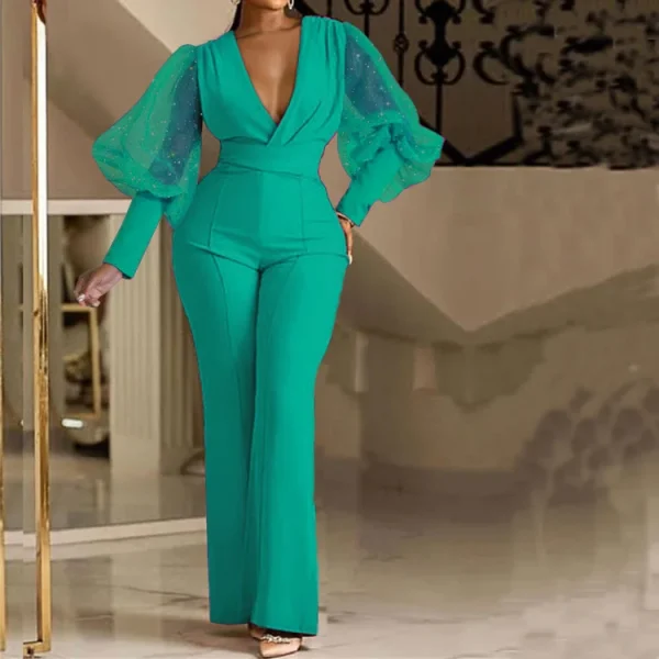 Ladies Elegant Office Jumpsuit Romper For Women 2023 High Waist Wedding Overalls Sequins Bodycon Long Sleeve Party Jumpsuit Club - Image 36