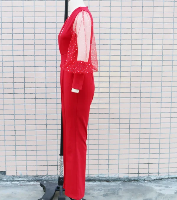 Ladies Elegant Office Jumpsuit Romper For Women 2023 High Waist Wedding Overalls Sequins Bodycon Long Sleeve Party Jumpsuit Club - Image 13