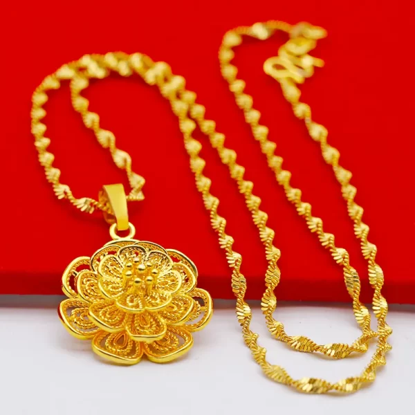 Color 18k Gold Necklace Short Chain Lovely Collarbone for Women Party Fine Jewelry Gift Real 24k 999 Yellow Gold Plated Pendant - Image 7