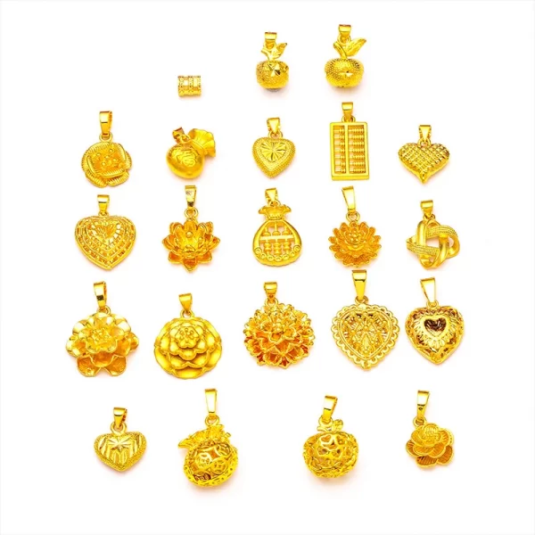 2024 New Fake 24K Real Gold 45CM Necklace Electroplated Love Pendant Peach Heart Flower Apple Lady Woman Valentine's Day Gift - Image 5
