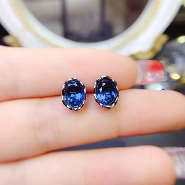 New Natural London Blue Sapphire 6* 8mm 925 Sterling Silver and Platinum Simple luxury jewelry wedding jewelry boutique - Image 10
