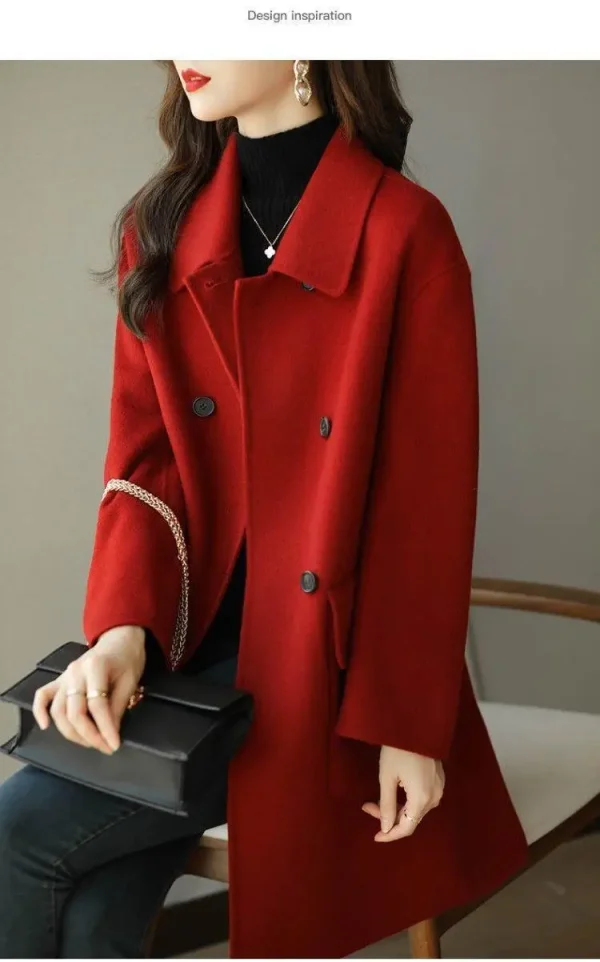 Tweed Jacket Autumn Winter 2024 New Korean Tweed Jacket High Quality Women Clothingmid Long Trench Coat Winter Coats Luxury - Image 15