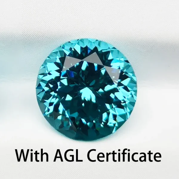 Lab Grown Paraiba Round Shape 100 Faceted Cut Lab Created Sapphire Gemstone Jewelry Making Materials Selectable AGL Certificate - Image 7