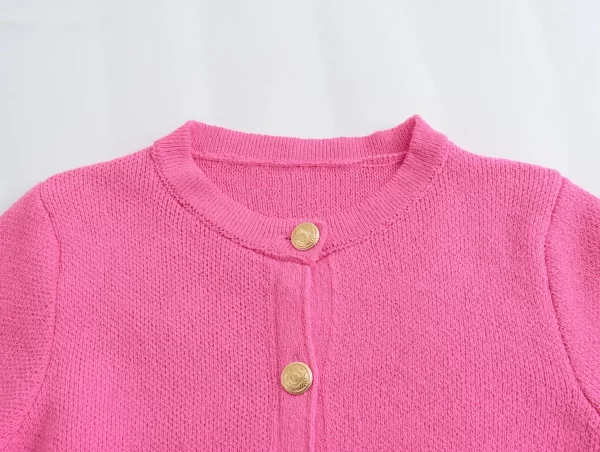 Women's thin knitted female cardigan jacket 2024 summer long-sleeved O-neck slim sweater female short top Y2K short jacket - Image 11
