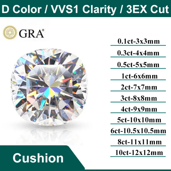 D Color Super White Moissanite Diamond Round / Oval / Pear / Radiant / Emerald / Heart / Princess / Cushion / Asscher Shape - Image 7