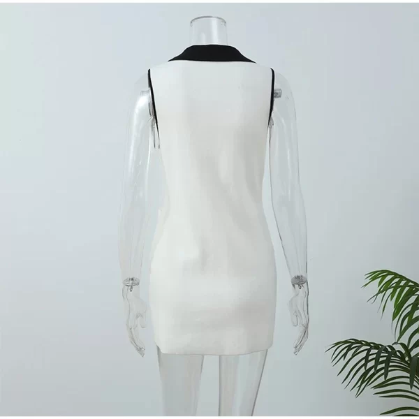 2024 New Fashion Dresses Elegant Sexy Single Slim Breasted Knitted Dresses Women High Street Solid O Neck Short Sleeve Dress - Image 26