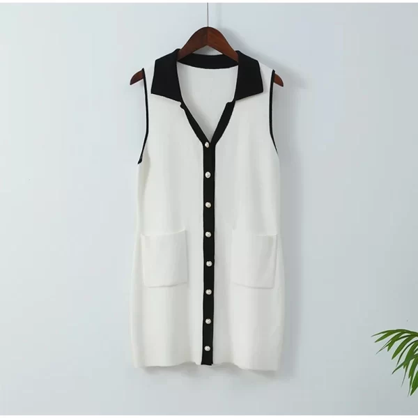 2024 New Fashion Dresses Elegant Sexy Single Slim Breasted Knitted Dresses Women High Street Solid O Neck Short Sleeve Dress - Image 22