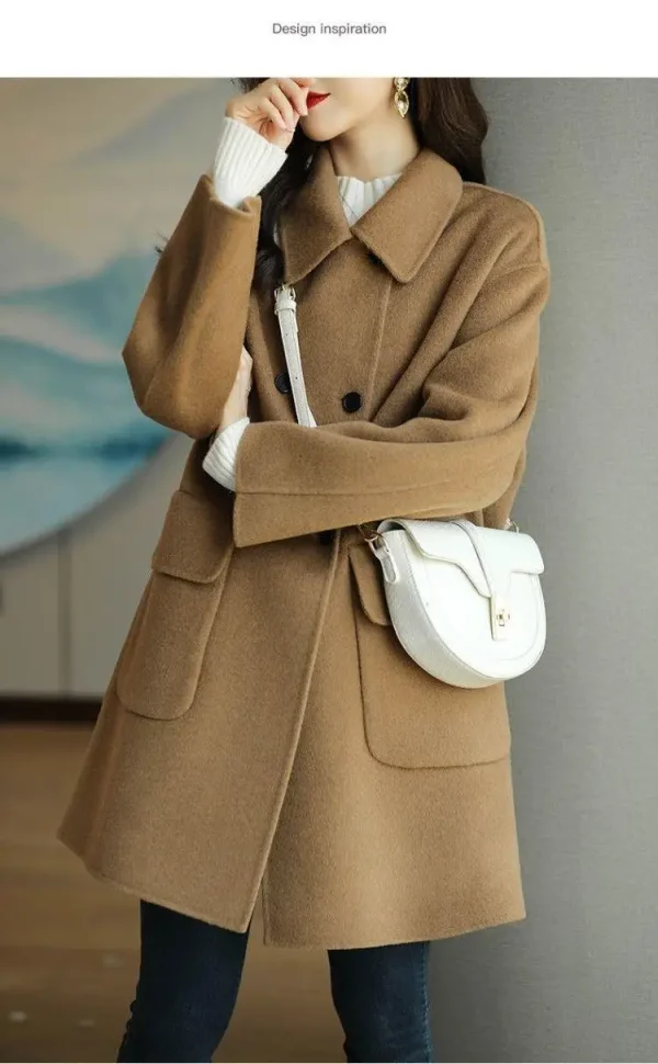 Tweed Jacket Autumn Winter 2024 New Korean Tweed Jacket High Quality Women Clothingmid Long Trench Coat Winter Coats Luxury - Image 13