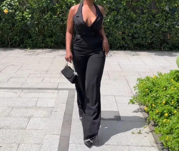 High Waist Jumpsuit Women's Clothing 2024 Summer New Hanging Neck Open Back Pocket Casual Sleeveless Y2k Jump Suits for Female - Image 7