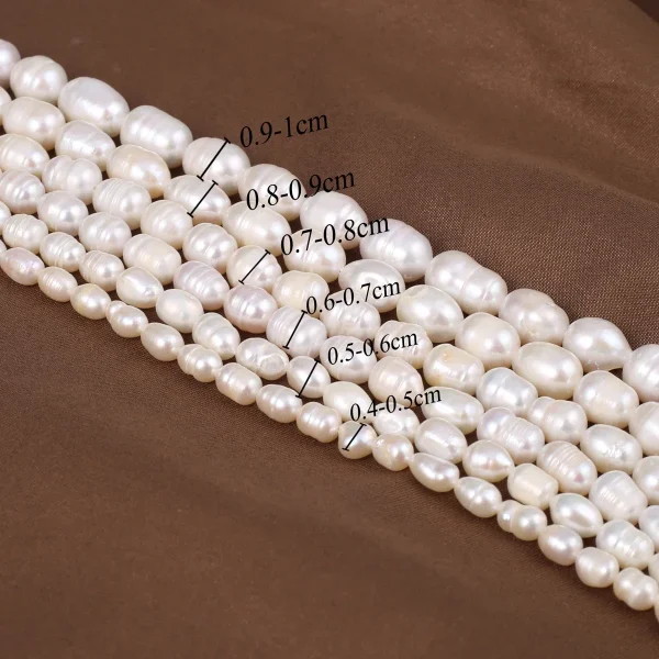 100% Natural Freshwater Pearls 4-10mm White Rice Shape Beads for Jewelry Making DIY Bracelet and Necklace Jewelry Accessories - Image 3