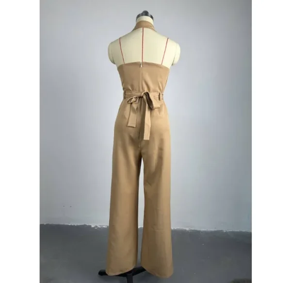 High Waist Jumpsuit Women's Clothing 2024 Summer New Hanging Neck Open Back Pocket Casual Sleeveless Y2k Jump Suits for Female - Image 17