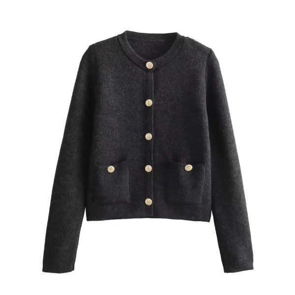 Women's thin knitted female cardigan jacket 2024 summer long-sleeved O-neck slim sweater female short top Y2K short jacket - Image 4