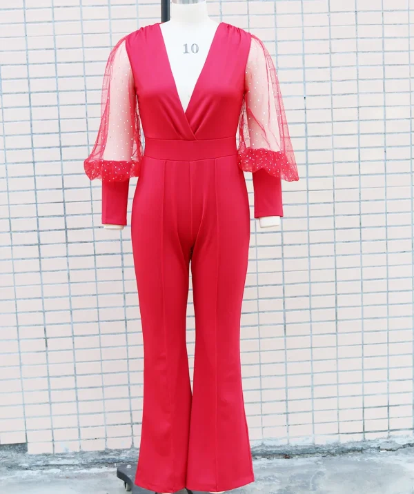 Ladies Elegant Office Jumpsuit Romper For Women 2023 High Waist Wedding Overalls Sequins Bodycon Long Sleeve Party Jumpsuit Club - Image 12