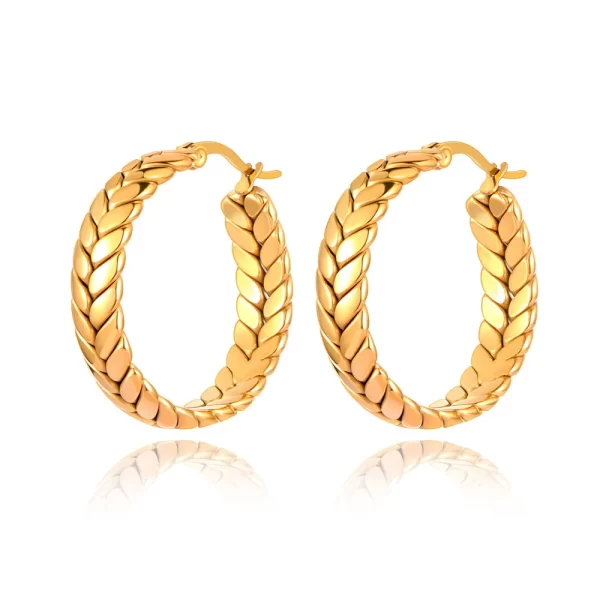 Lokaer Titanium Stainless Steel Cast Geometric Chain Hoop Earrings Trendy Gold Plated Handmade Simple Earrings For Women E22095 - Image 7