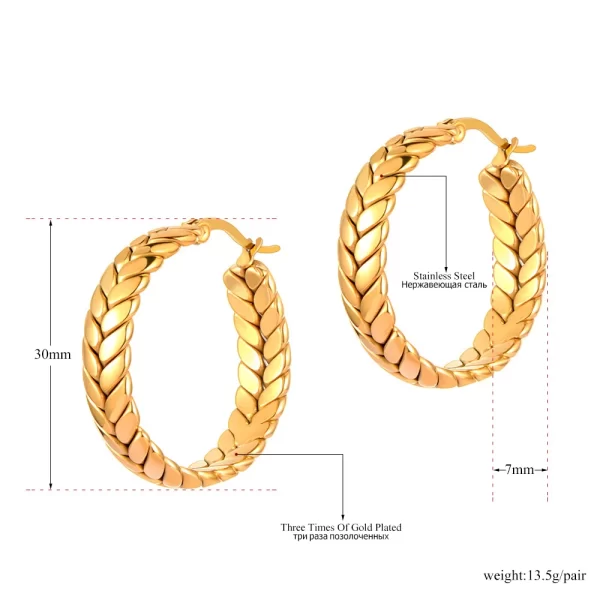 Lokaer Titanium Stainless Steel Cast Geometric Chain Hoop Earrings Trendy Gold Plated Handmade Simple Earrings For Women E22095 - Image 3