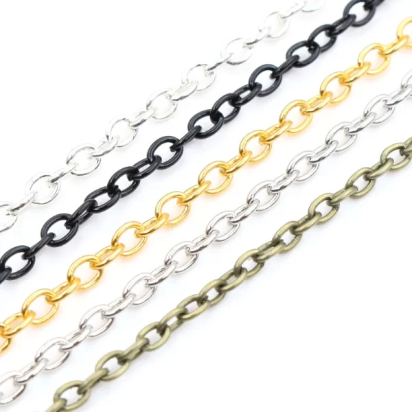 5 Meters/lot 3x2mm 4x3mm 5 Colors Plated Cross Unwelded Iron Cable Chains Necklace DIY Jewelry Making Findings Accessories - Image 3