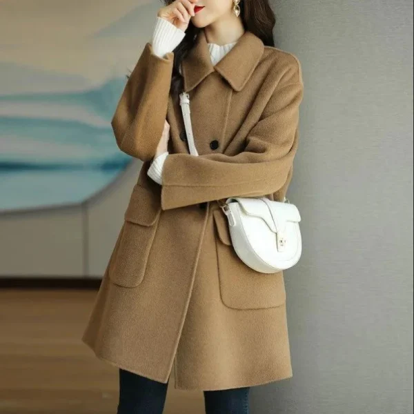 Tweed Jacket Autumn Winter 2024 New Korean Tweed Jacket High Quality Women Clothingmid Long Trench Coat Winter Coats Luxury - Image 5