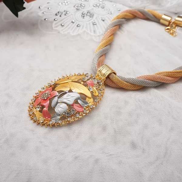 Fashion African Jewelry Charm Necklace Earrings Dubai Gold Jewellery Sets For Women Wedding Bridal Bracelet Ring Jewlery Set - Image 12