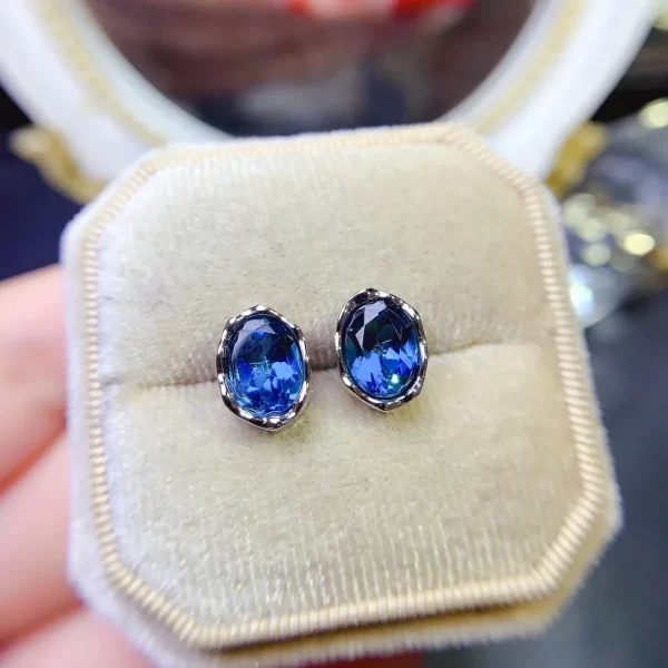New Natural London Blue Sapphire 6* 8mm 925 Sterling Silver and Platinum Simple luxury jewelry wedding jewelry boutique - Image 11