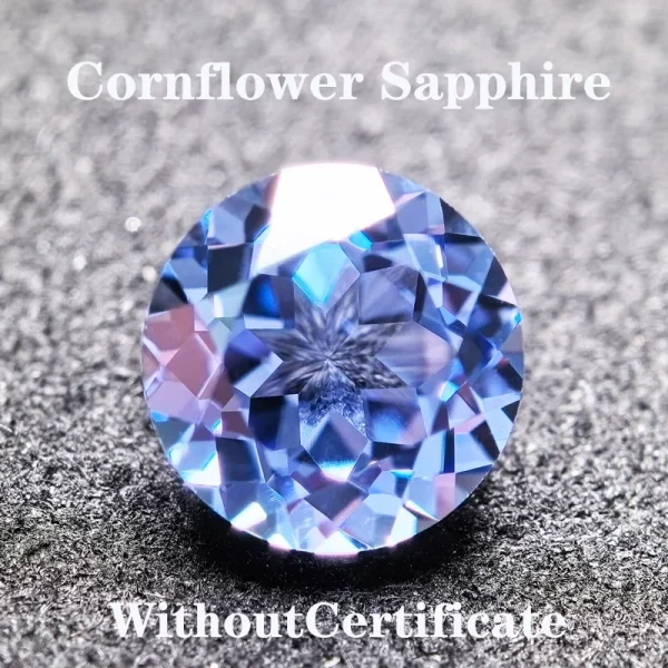 Lab Grown Sapphire Cornflower Round Shaped Extremely Shiny Quality DIY Ring Necklace Earrings Main Materials  AGL Certificate - Image 7