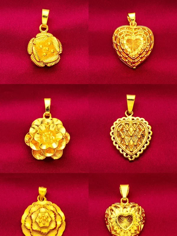 2024 New Fake 24K Real Gold 45CM Necklace Electroplated Love Pendant Peach Heart Flower Apple Lady Woman Valentine's Day Gift - Image 32