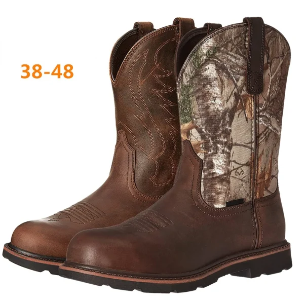 Fashion Men's Cowboy Boots Slip-on Embroidery Process Vintage Knight Boots Men's Snow Boots Motorcycle Boots Big Size 38-48