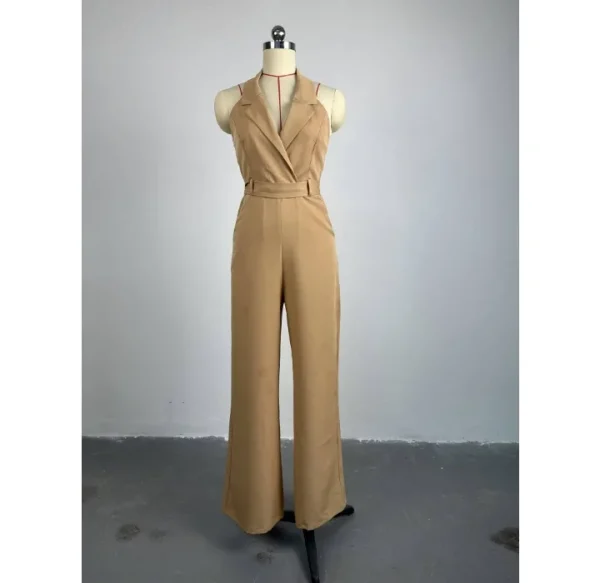 High Waist Jumpsuit Women's Clothing 2024 Summer New Hanging Neck Open Back Pocket Casual Sleeveless Y2k Jump Suits for Female - Image 13