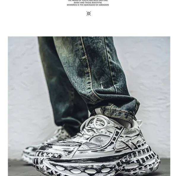 European men's shoes autumn new mesh sports shoes thick soled fashionable height increasing shoes retro breathable casual shoes - Image 13