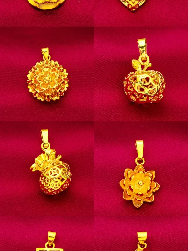 2024 New Fake 24K Real Gold 45CM Necklace Electroplated Love Pendant Peach Heart Flower Apple Lady Woman Valentine's Day Gift - Image 33
