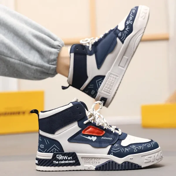 Men High Top Casual Shoes Fashion Designer Men Boots Outdoor Platform Sneakers Versatile Lace-Up Men Running Shoes tenis hombres - Image 3