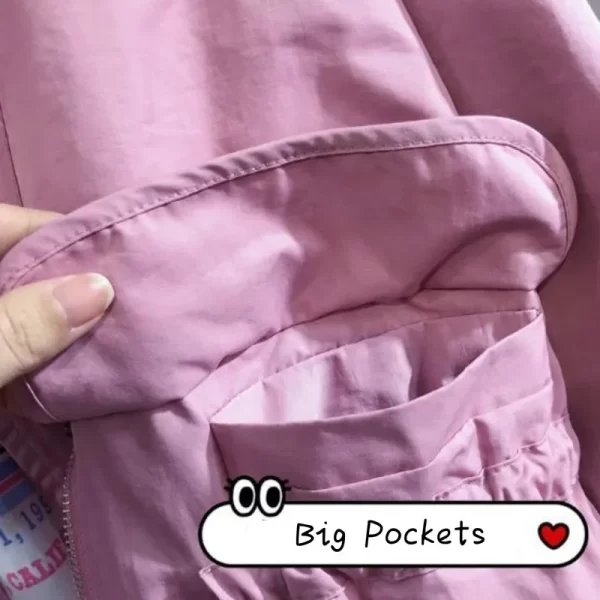 Fashion Women Jacket Pocket Zipper Outwear Loose Windbreaker Female Turn-down Collar Jackets Lady Casual Streetwear Autumn - Image 14
