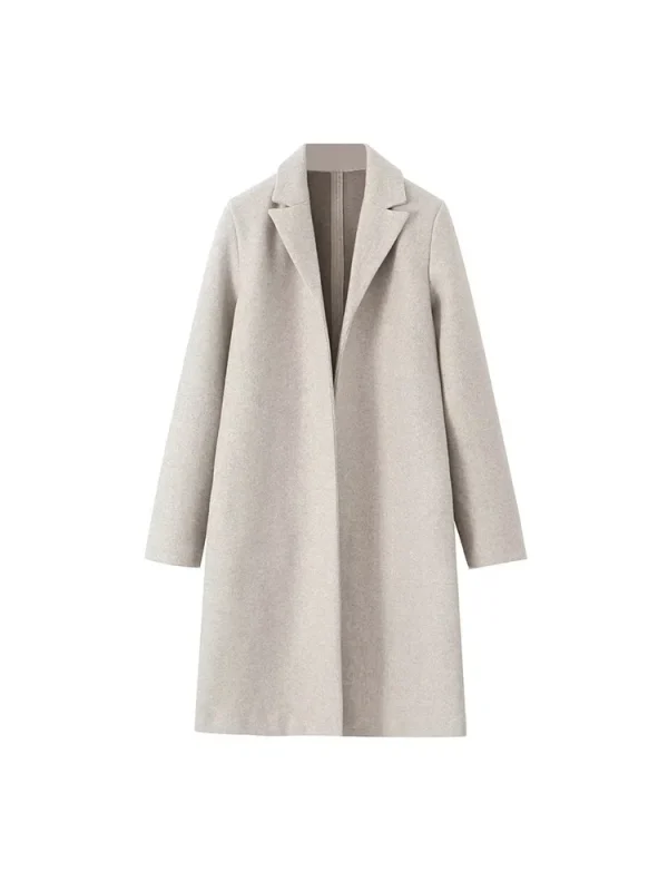 Willshela Women Fashion Solid Open Stitch Long Trench Coats Vintage V-Neck Full Sleeves Female Chic Lady Outfits - Image 2