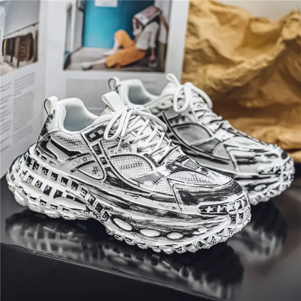 European men's shoes autumn new mesh sports shoes thick soled fashionable height increasing shoes retro breathable casual shoes - Image 7