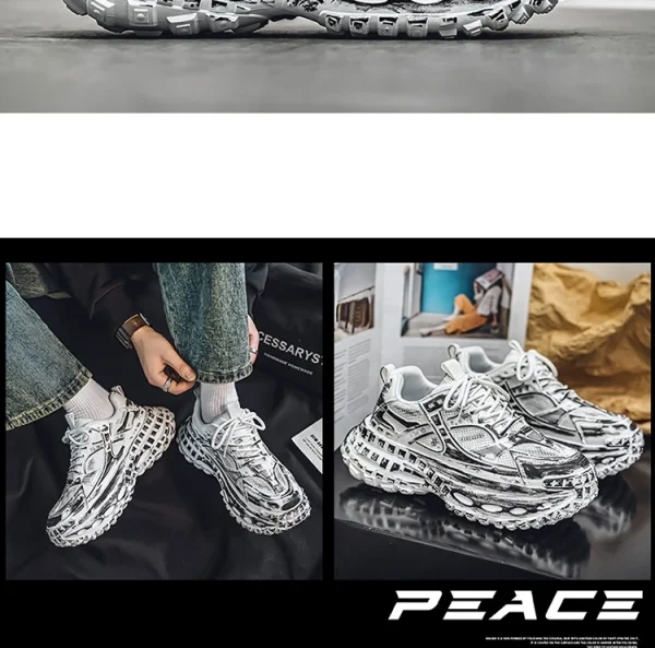 European men's shoes autumn new mesh sports shoes thick soled fashionable height increasing shoes retro breathable casual shoes - Image 19