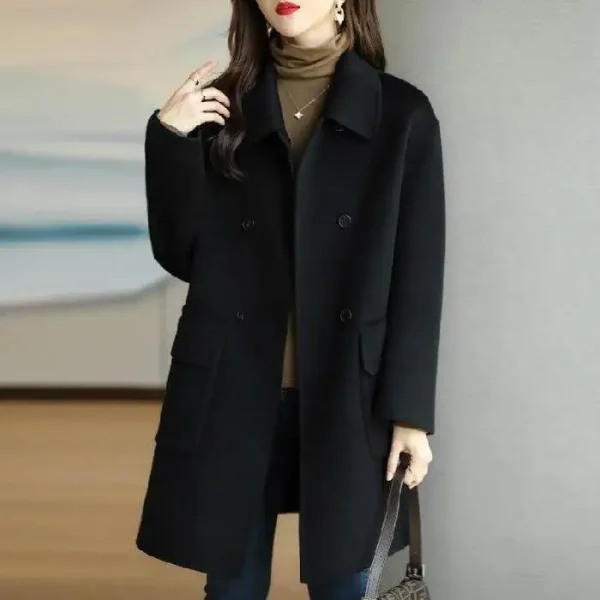 Tweed Jacket Autumn Winter 2024 New Korean Tweed Jacket High Quality Women Clothingmid Long Trench Coat Winter Coats Luxury - Image 10