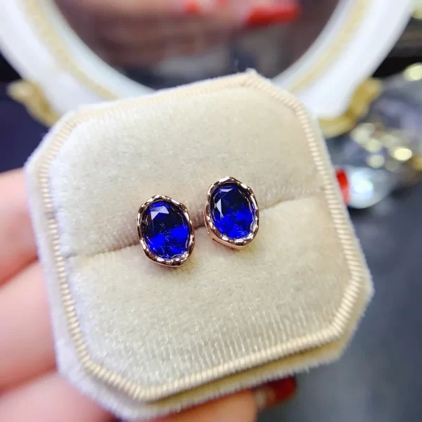 New Natural London Blue Sapphire 6* 8mm 925 Sterling Silver and Platinum Simple luxury jewelry wedding jewelry boutique - Image 12