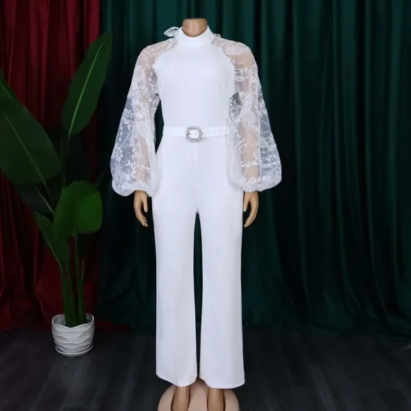 Mesh Jumpsuit Women White Overalls Party Lace Rompers New In Bodysuit One Piece Long Sleeve Summer Long Pants Y2k Spring Work - Image 5