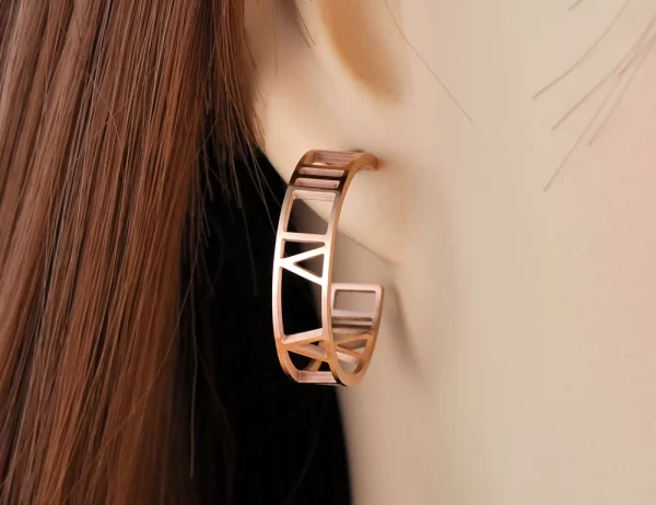 Lokaer Titanium Stainless Steel Cast Geometric Chain Hoop Earrings Trendy Gold Plated Handmade Simple Earrings For Women E22095 - Image 15