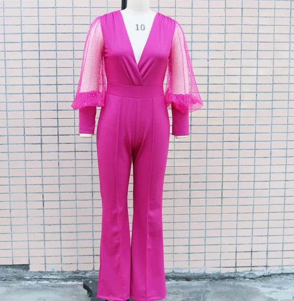 Ladies Elegant Office Jumpsuit Romper For Women 2023 High Waist Wedding Overalls Sequins Bodycon Long Sleeve Party Jumpsuit Club - Image 21