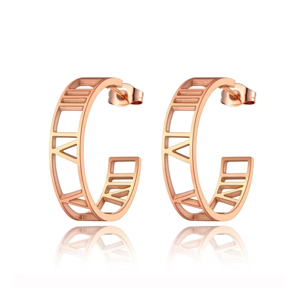 Lokaer Titanium Stainless Steel Cast Geometric Chain Hoop Earrings Trendy Gold Plated Handmade Simple Earrings For Women E22095 - Image 2