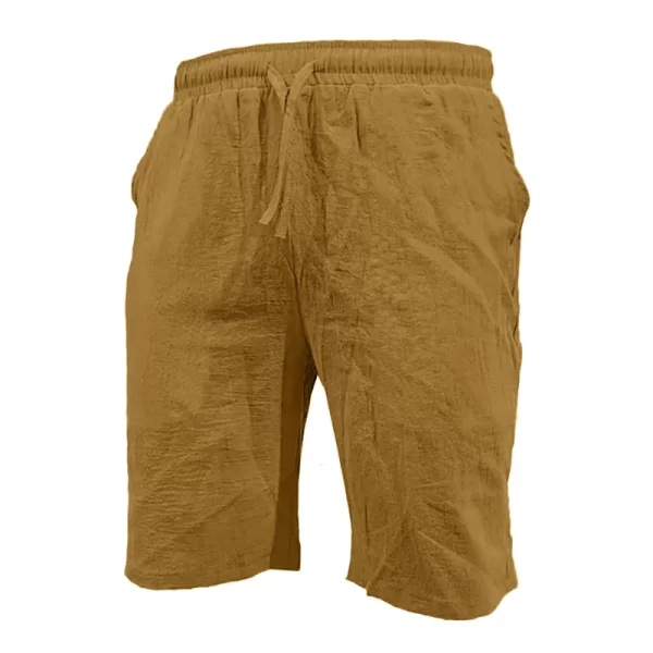 Summer Cotton Linen Lightweight Short Pants Elastic Waist Solid Color Shorts Men Jogging Sport Short Homme Beach Sweatwear - Image 7