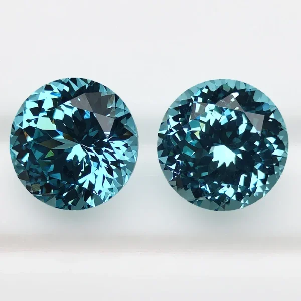 Lab Grown Paraiba Round Shape 100 Faceted Cut Lab Created Sapphire Gemstone Jewelry Making Materials Selectable AGL Certificate - Image 3